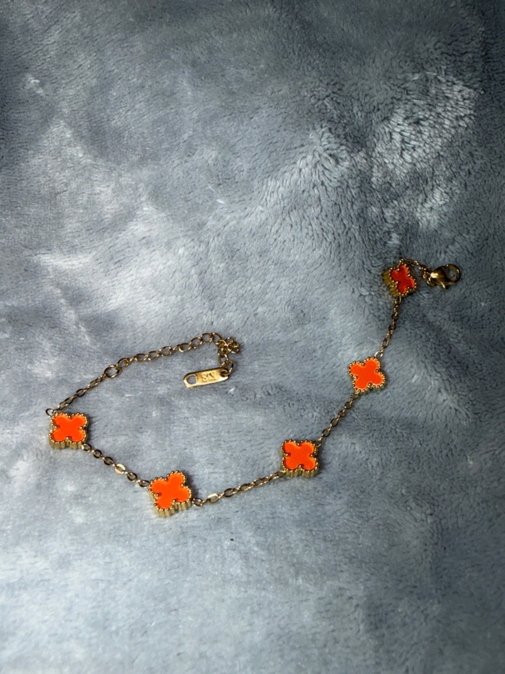Gold-Plated Mini Orange Clover Bracelet